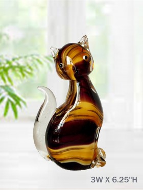 Glass Cat with Flowers